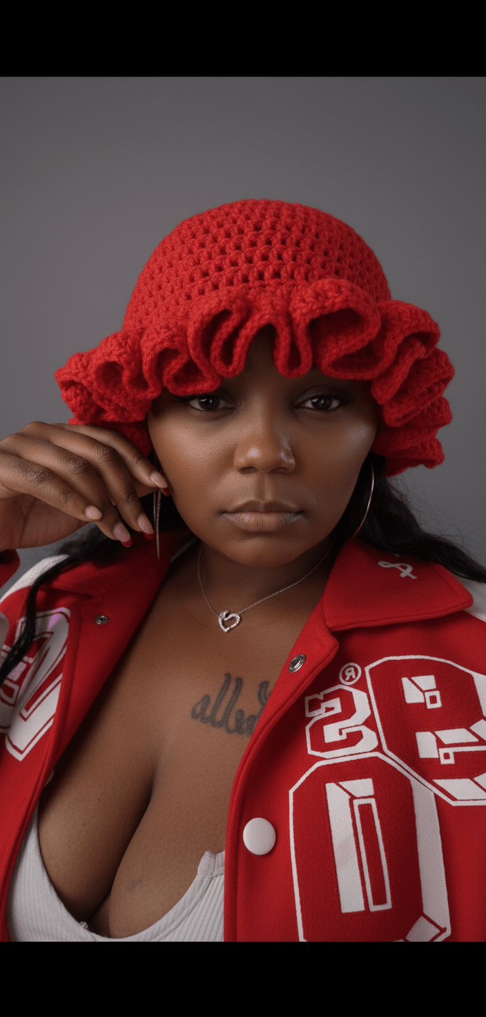 Crotchet ruffled hat - Flavas Beautique flavas beautique