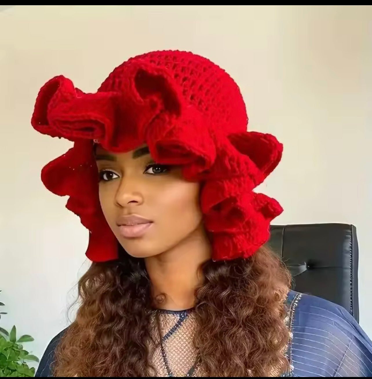 Crotchet ruffled hat - Flavas Beautique flavas beautique